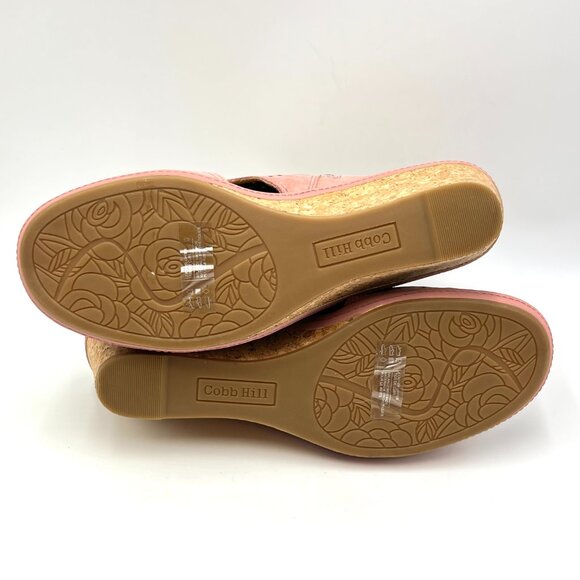 9.5W 9.5 WIDE WIDTH Cobb Hill Womens Janna Pink Leather Wedges Sandals Shoes - Picture 9 of 15